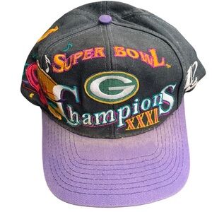 Vintage Super Bowl 31 XXXI Champions Hat Green Bay Packers SnapBack Graphic NFL